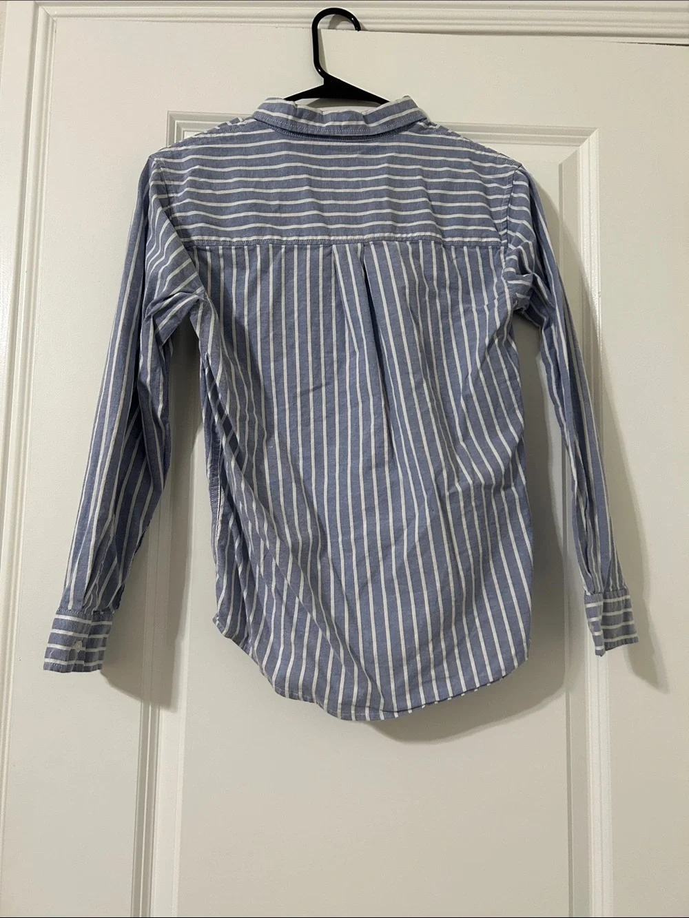 Girls Old Navy Light Blue and White Vertical Stripe Button-Down Shirt
